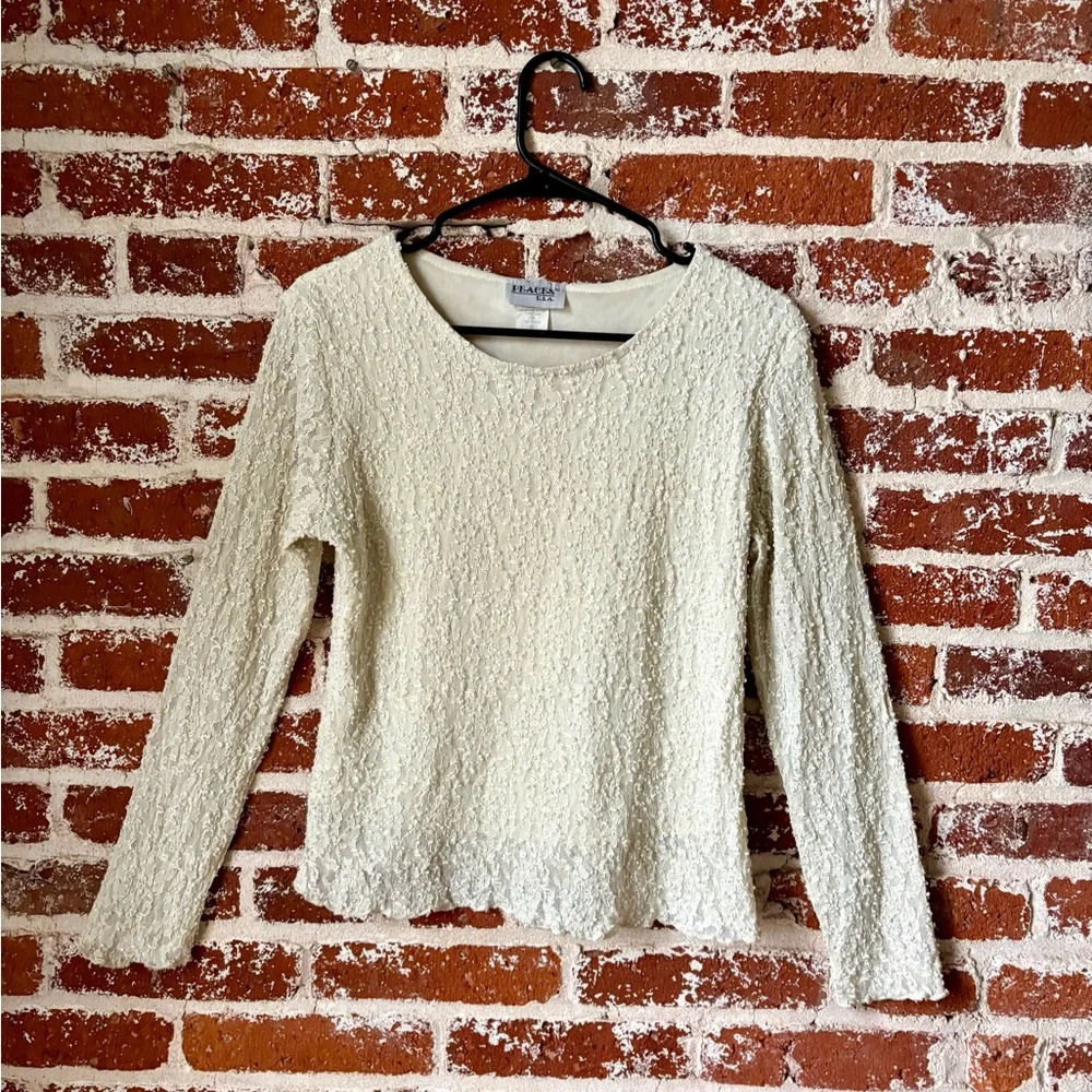 Peaces Y2K Cream Lace Long Sleeve Top